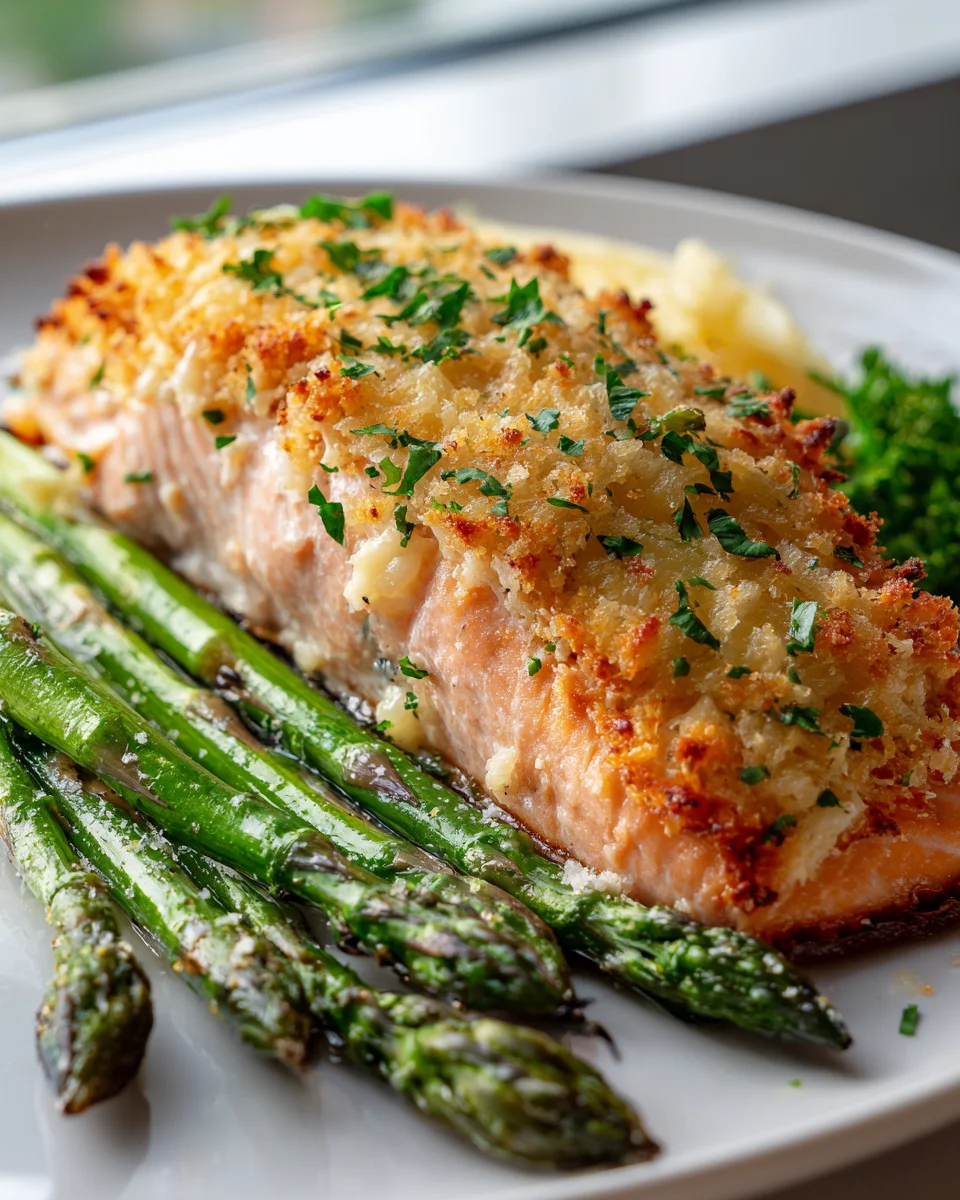 Best Baked Parmesan Crusted Salmon & Roasted Asparagus