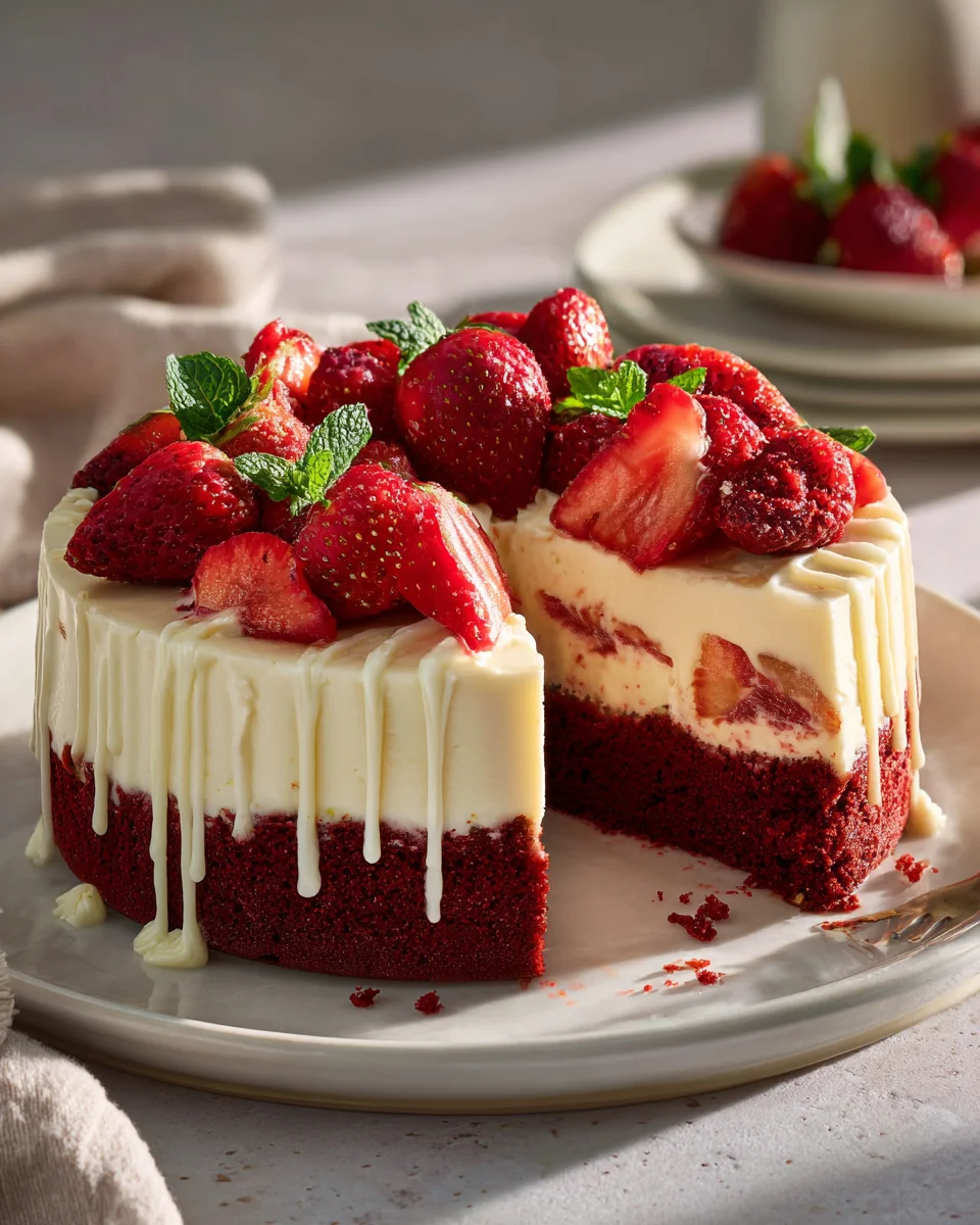 Irresistible Red Velvet Strawberry Cheesecake Recipe