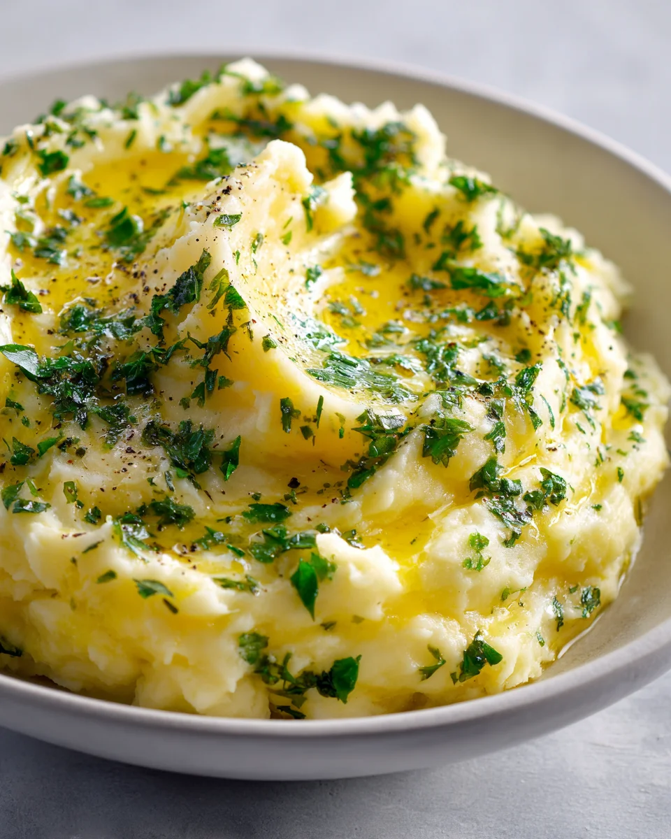 Classic Creamy Mashed Potatoes With Herb Butter Recipe