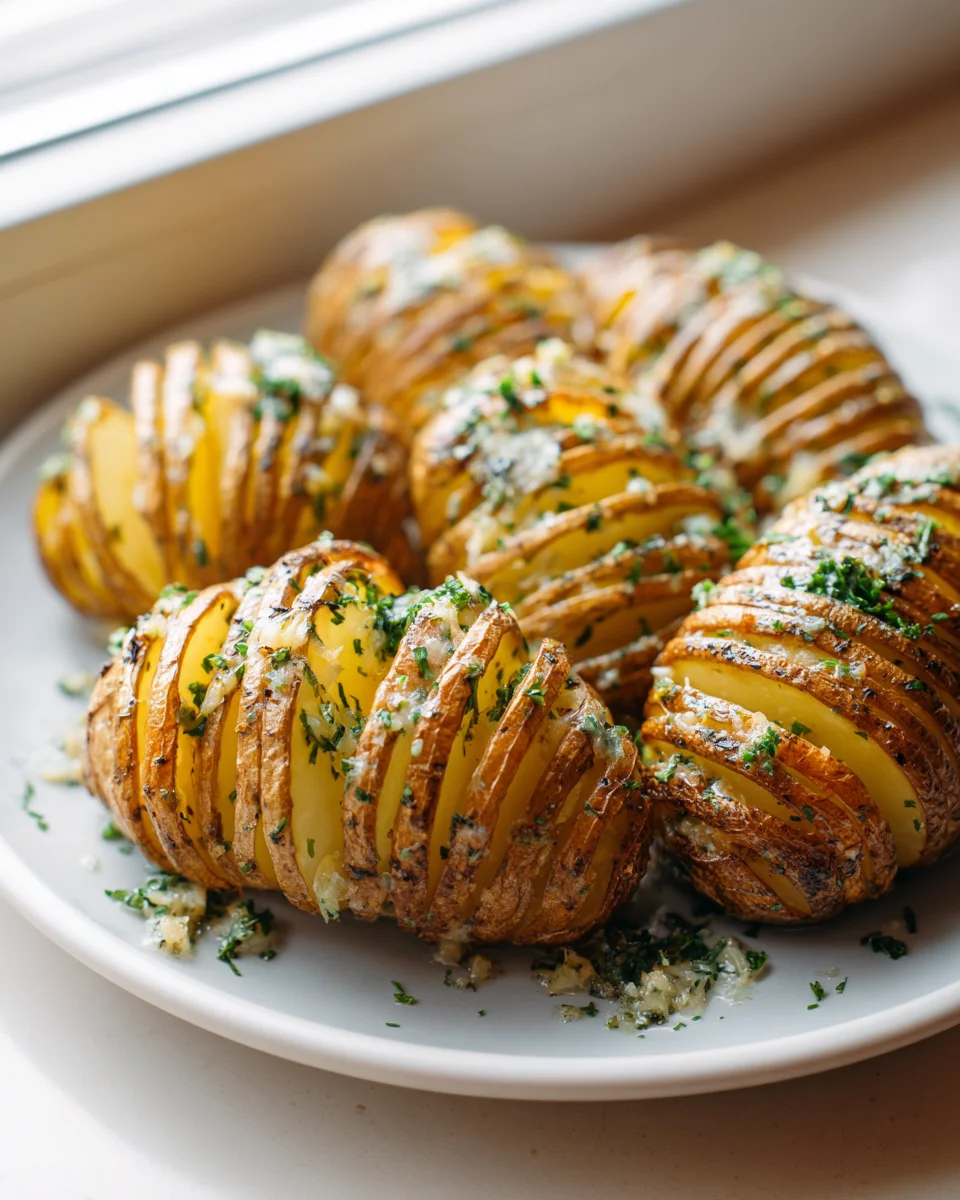 Hasselback Potatoes with Garlic Herb Butter - Delicious!