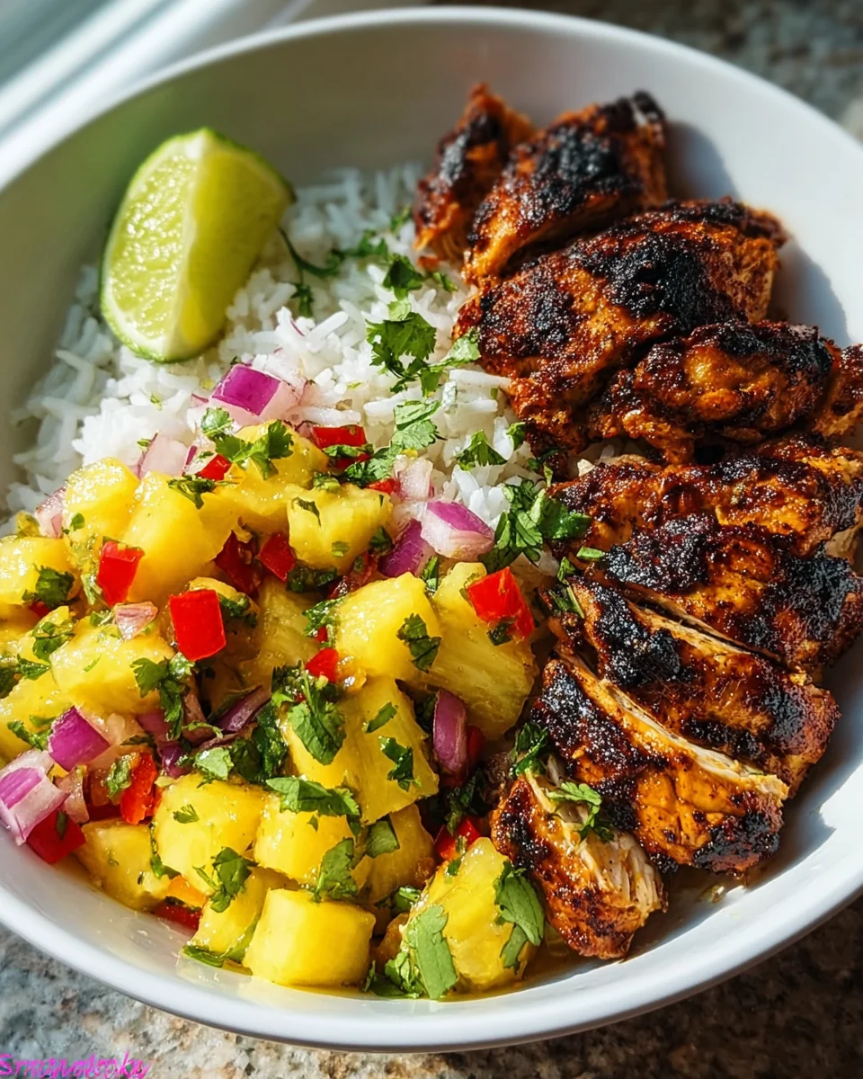 Jerk Chicken Bowl with Zesty Pineapple Salsa Recipe