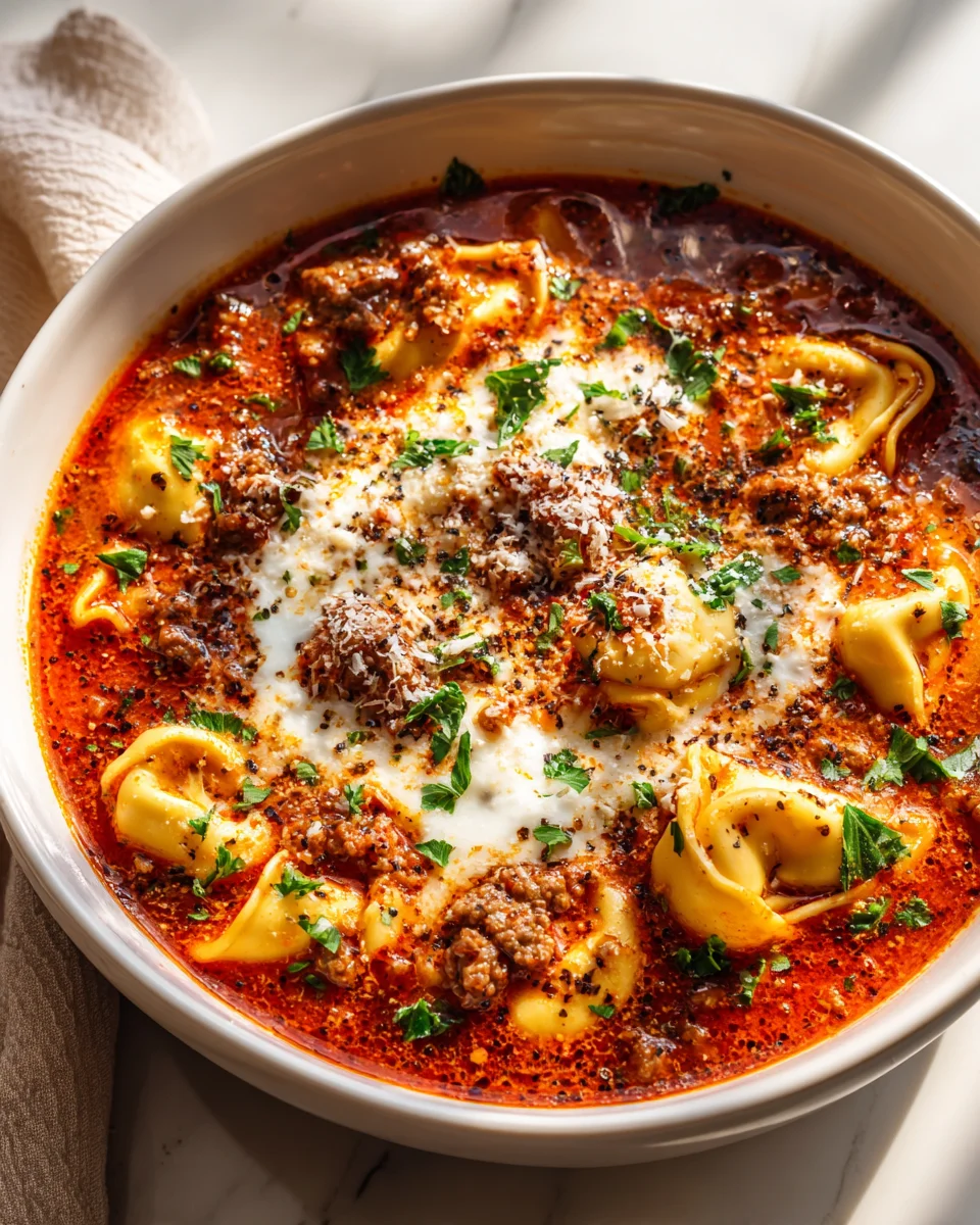 Homemade Lasagna Soup with Tortellini - Easy Family Dinner