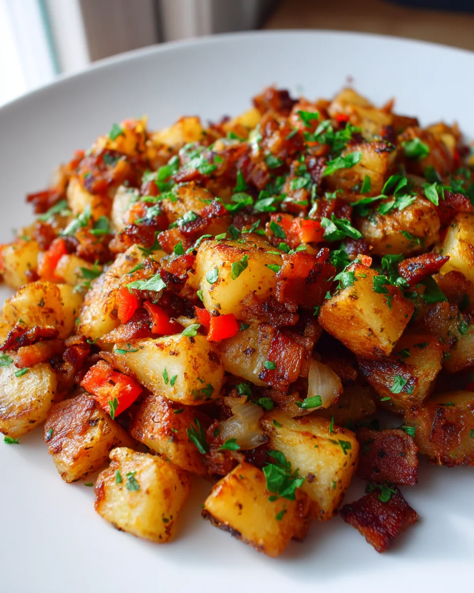 Delicious Breakfast Hash with Potatoes and Beef Bacon Recipe