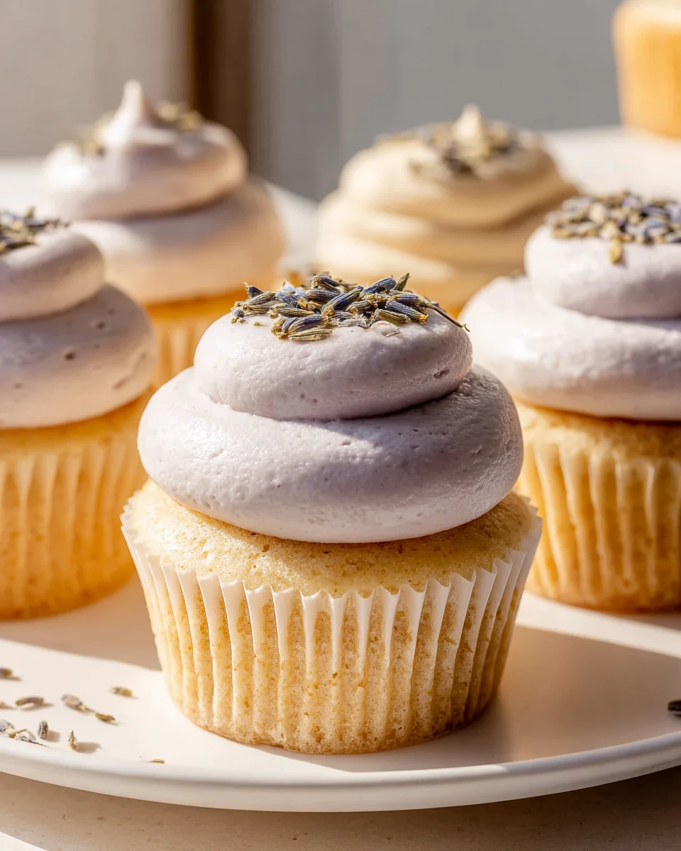 Lavender Vanilla Cupcakes with Honey Buttercream Delight