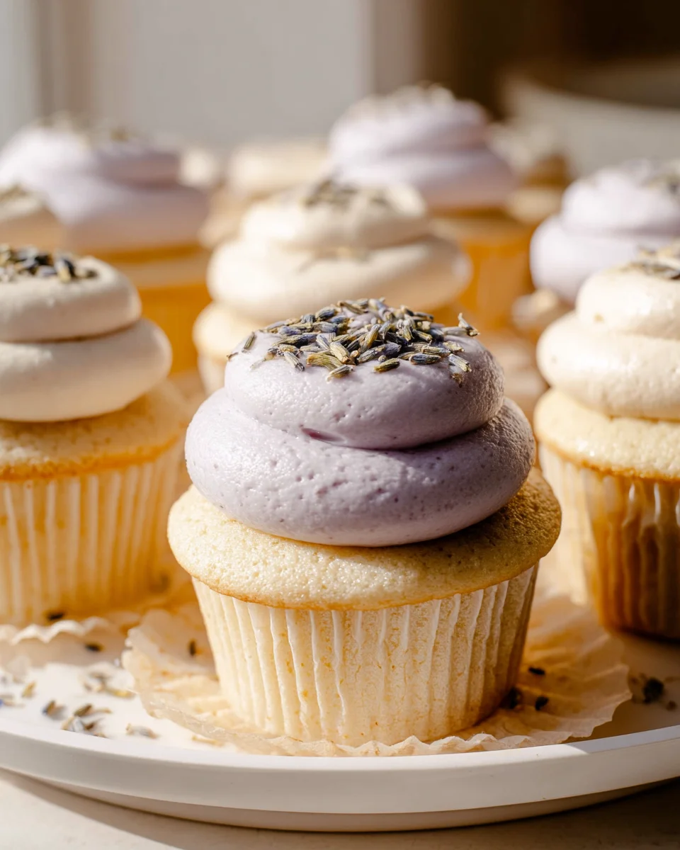 Lavender Vanilla Cupcakes with Honey Buttercream Delight