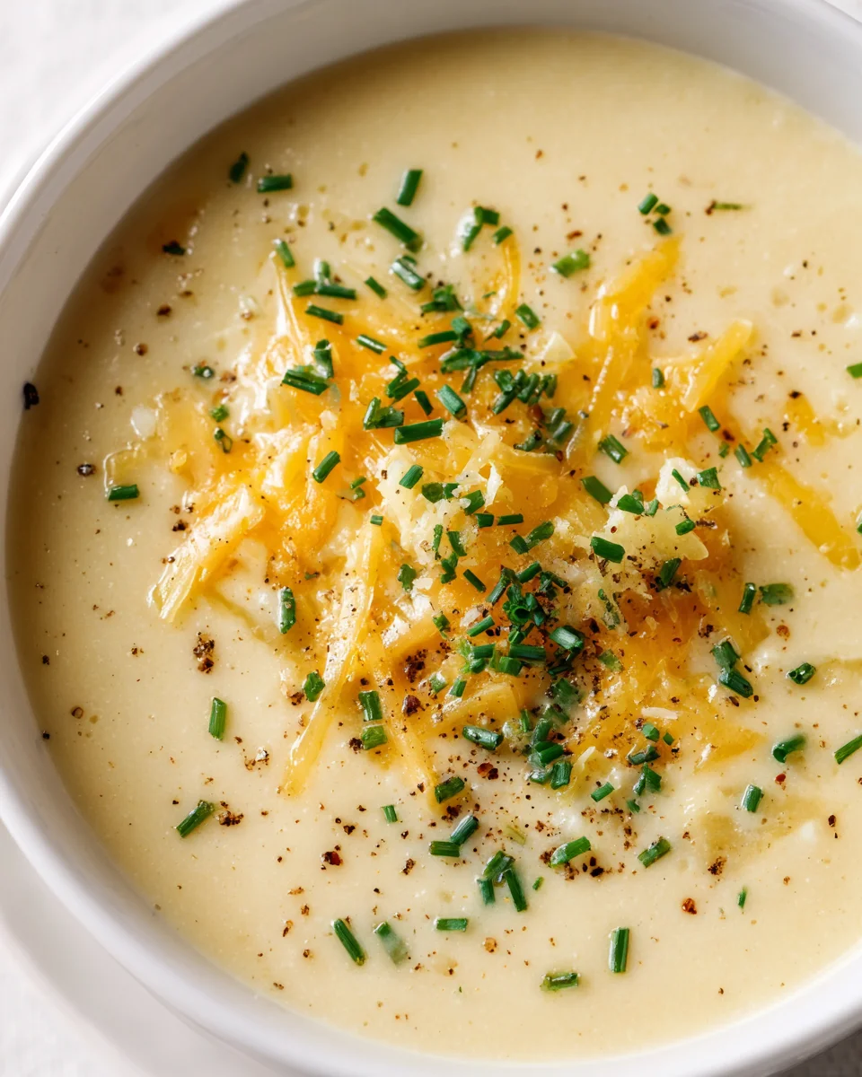 Ultimate Creamy Cheddar Roasted Garlic Cauliflower Soup