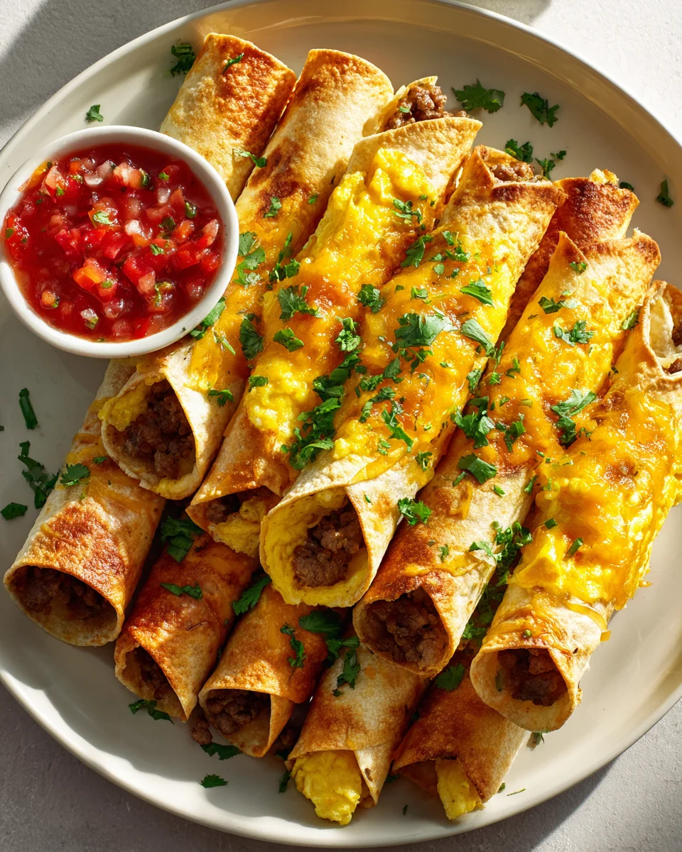 Ultimate Breakfast Taquitos: Eggs, Beef Sausage & Cheese!