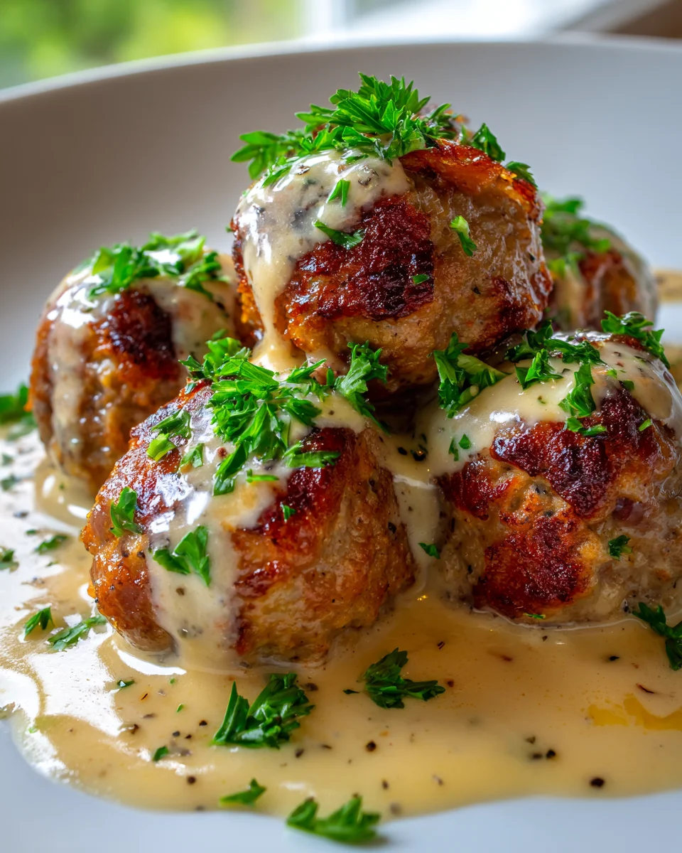 Delicious Cordon Bleu Beef Meatballs & Creamy Dijon Sauce