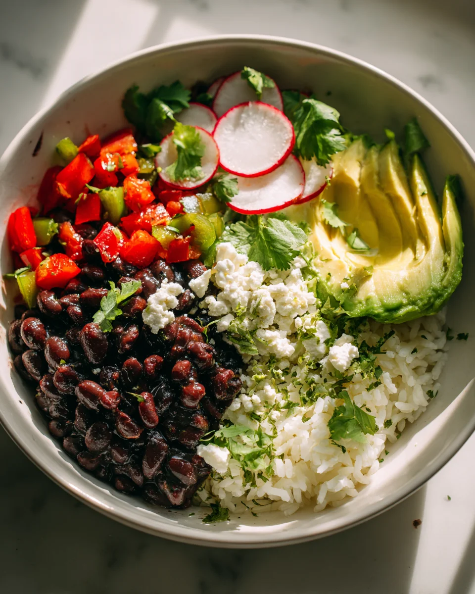 Delicious Black Bean Taco Bowls & Cilantro Lime Rice