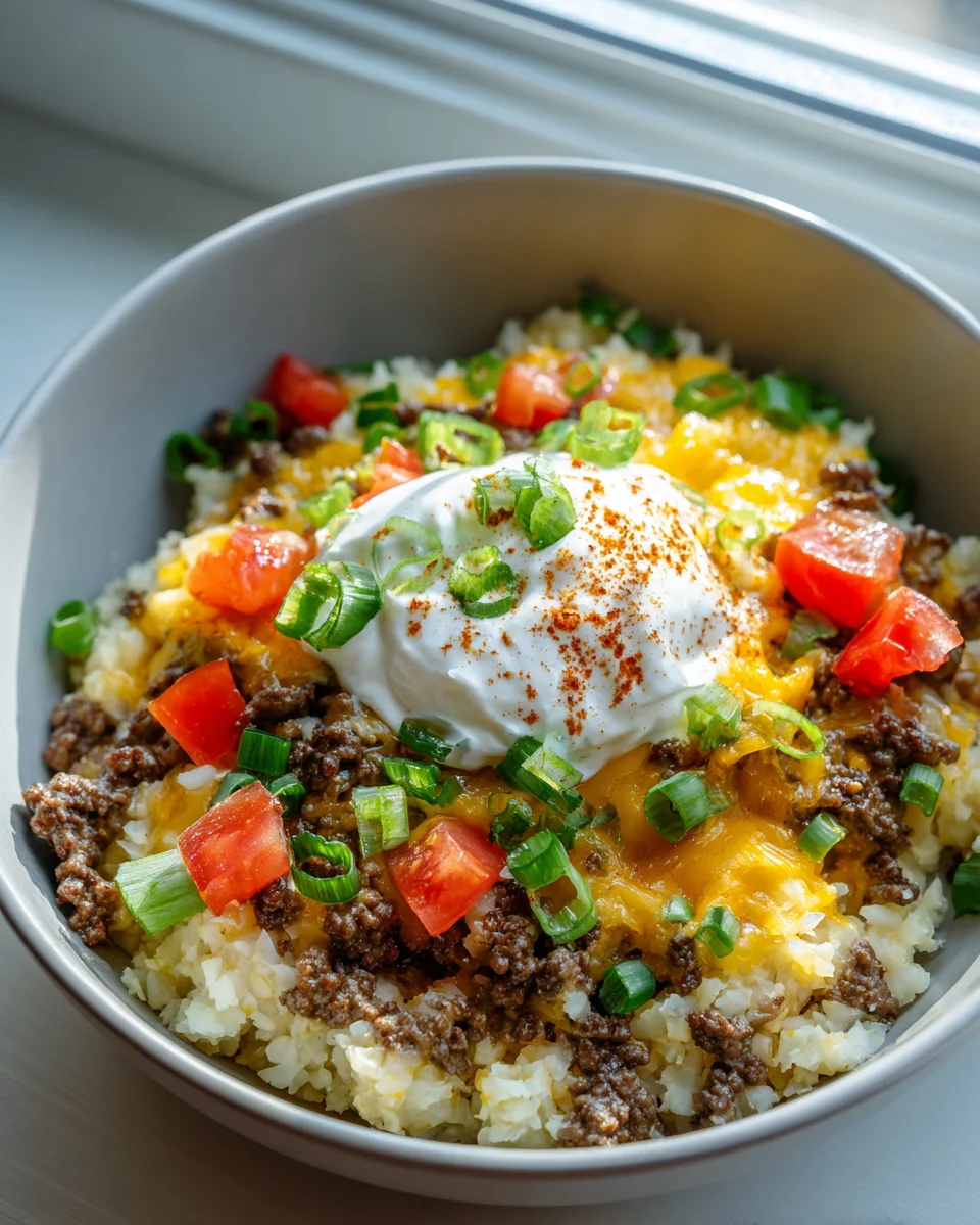 Keto Cheeseburger Cauliflower Rice Bowl: Easy Low Carb Meal