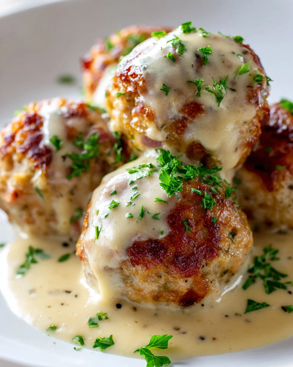 Delicious Cordon Bleu Beef Meatballs & Creamy Dijon Sauce