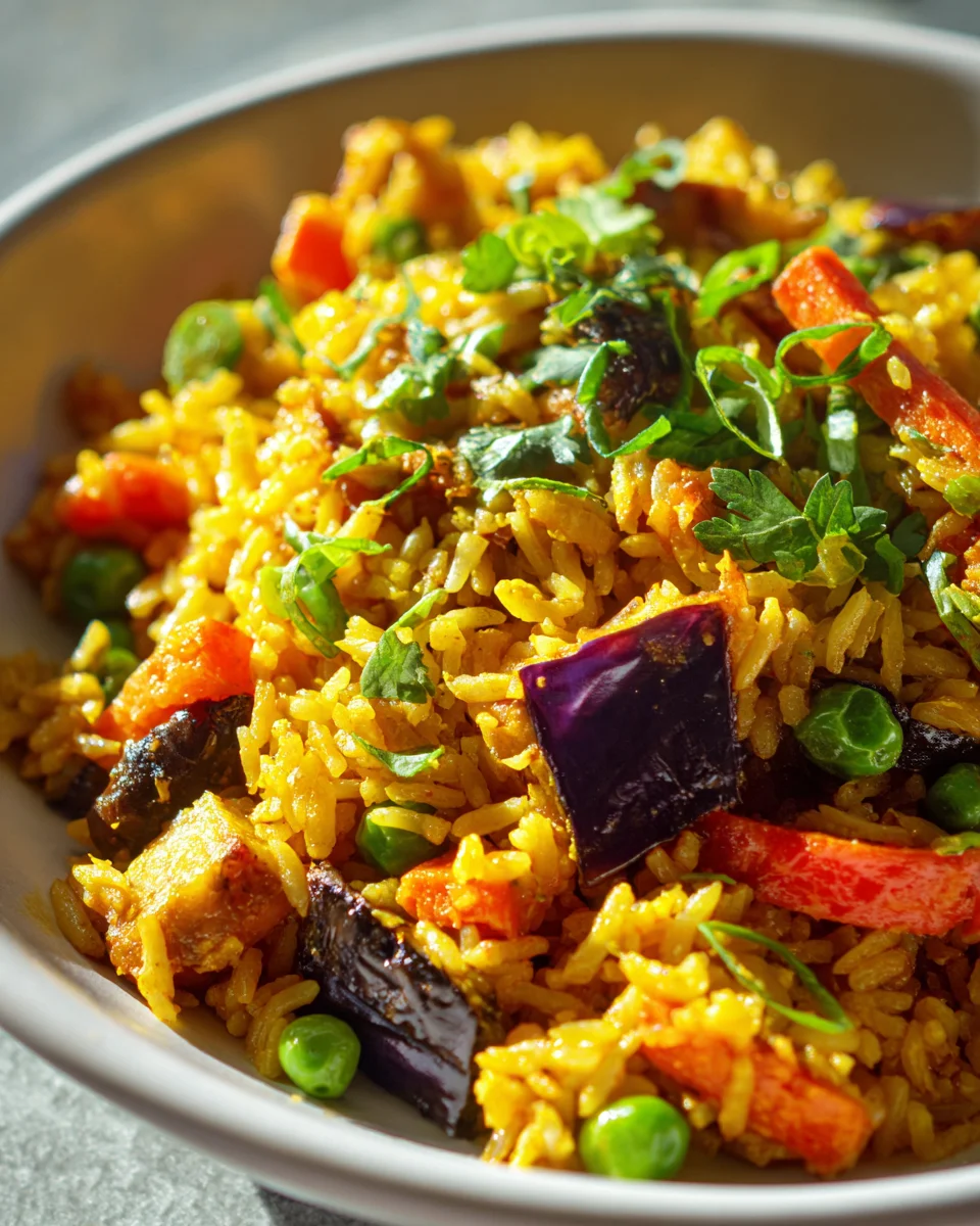 Curry Fried Rice with Roasted Vegetables: Easy & Flavorful