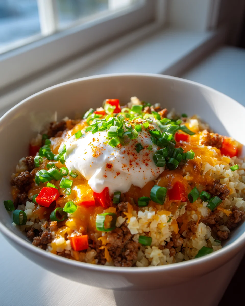 Keto Cheeseburger Cauliflower Rice Bowl: Easy Low Carb Meal