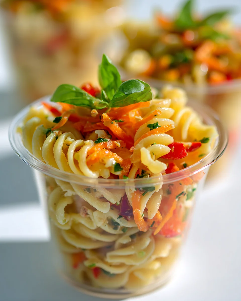 Cold Pasta Salad Cups with Italian Dressing & Veggie Crunch