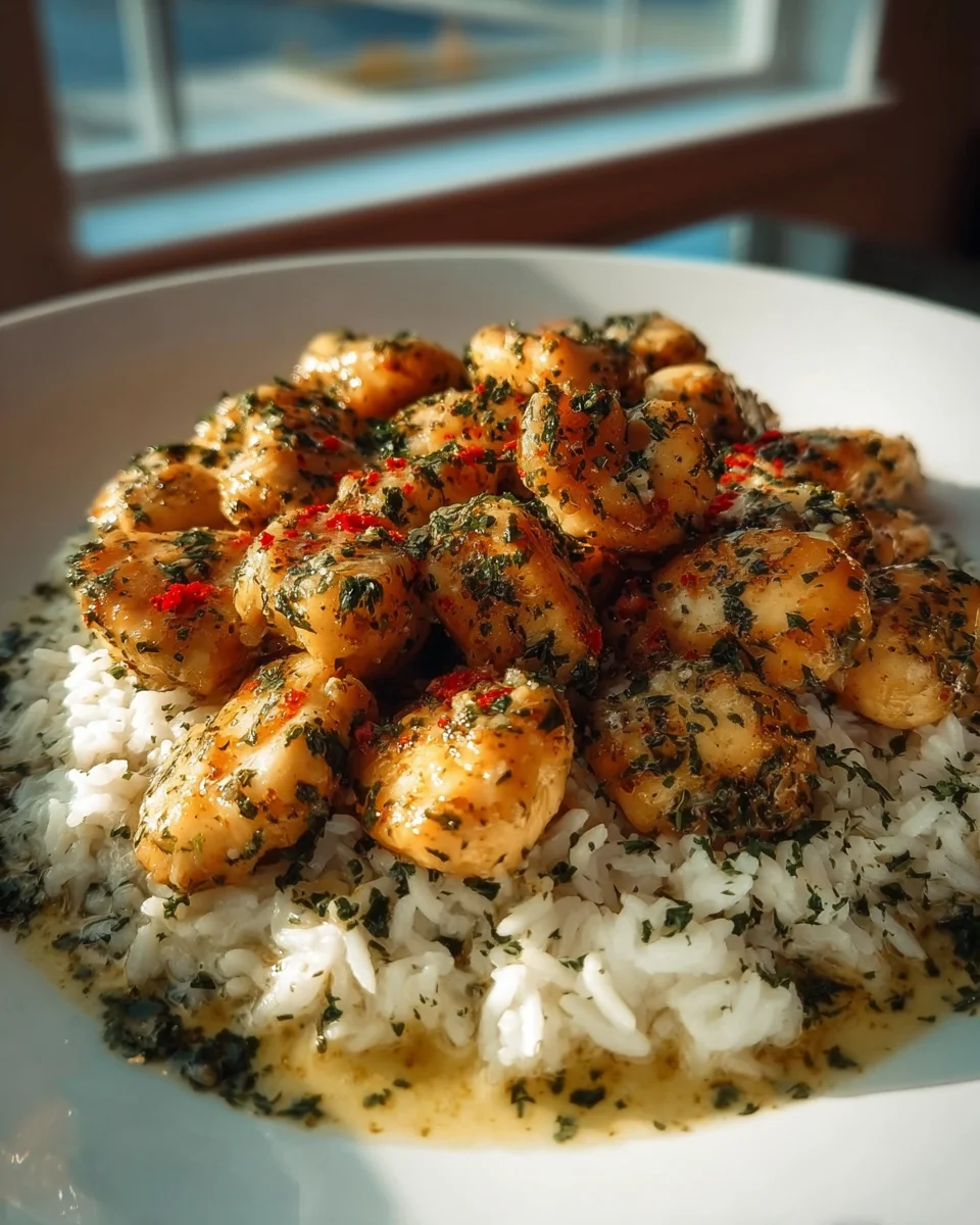 Delicious Chicken Scampi with Creamy Garlic Parmesan Rice