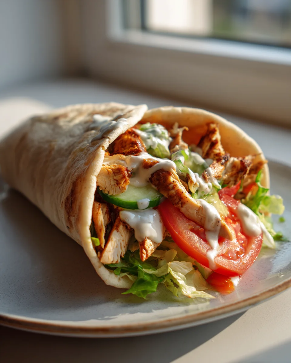 Chicken Shawarma Wraps with Creamy Garlic Sauce Recipe