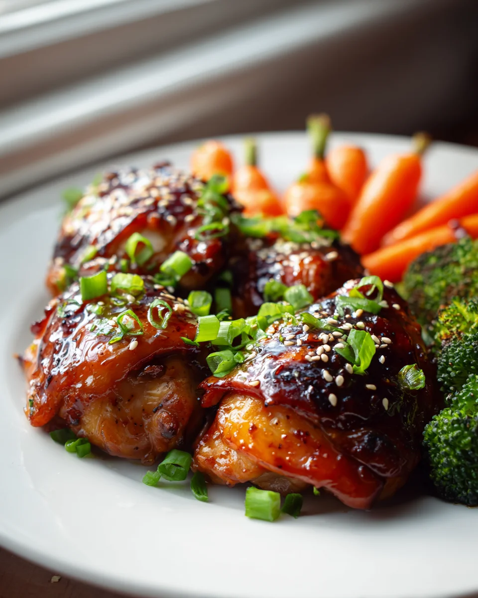 Honey Garlic Chicken Recipe with Roasted Carrots & Broccoli