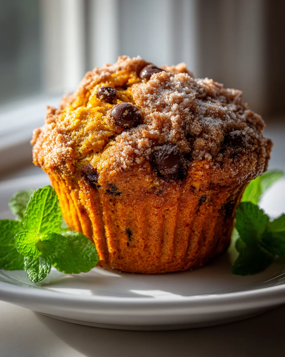 Pumpkin Chocolate Chip Streusel Muffins Recipe for Fall Treats