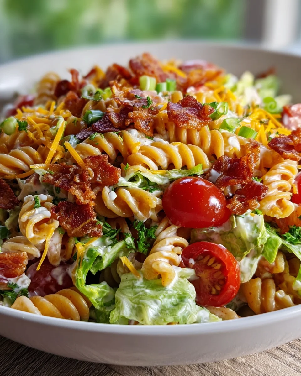 Easy Creamy BLT Pasta Salad with Ranch Dressing for Summer