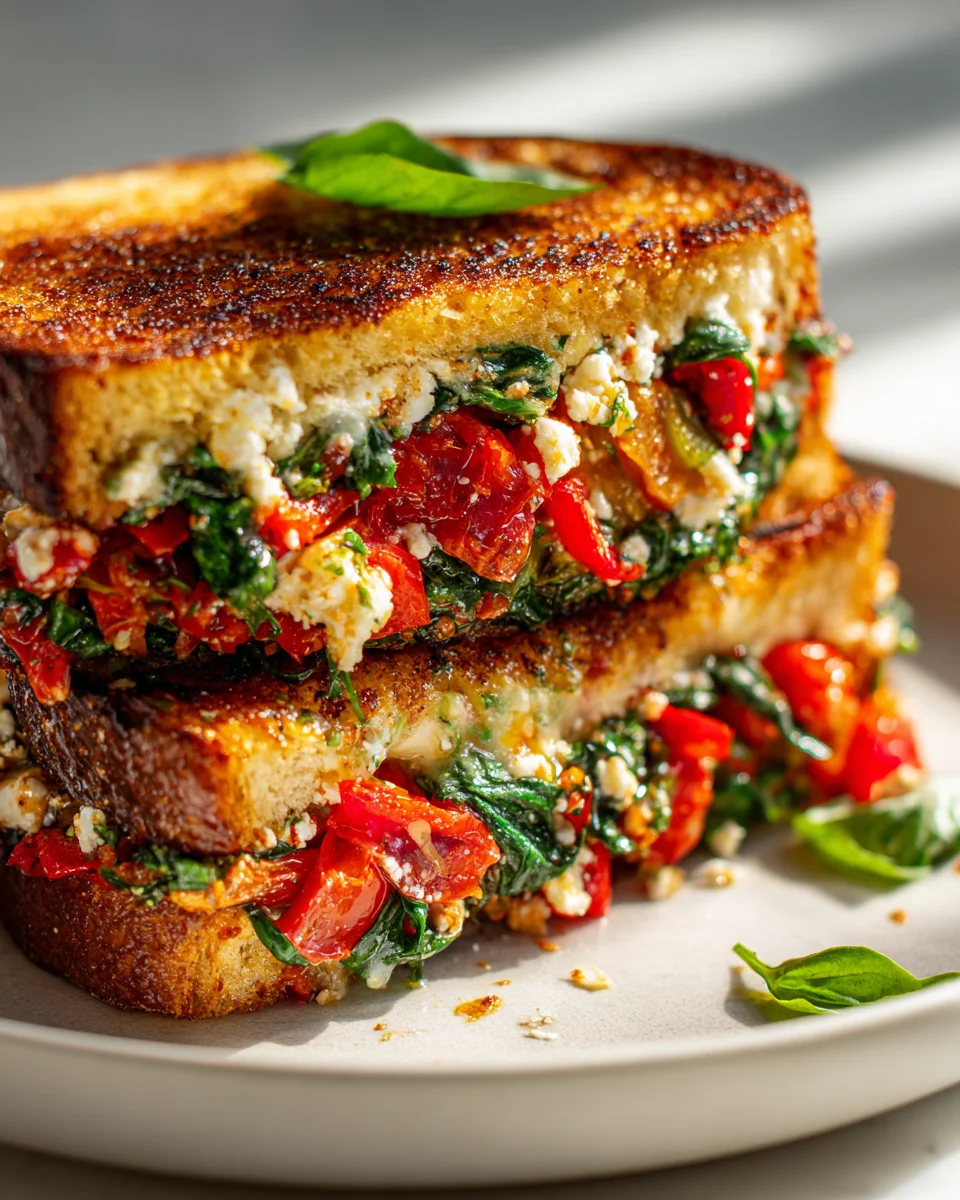 Mediterranean Veggie Grilled Cheese with Feta Delight