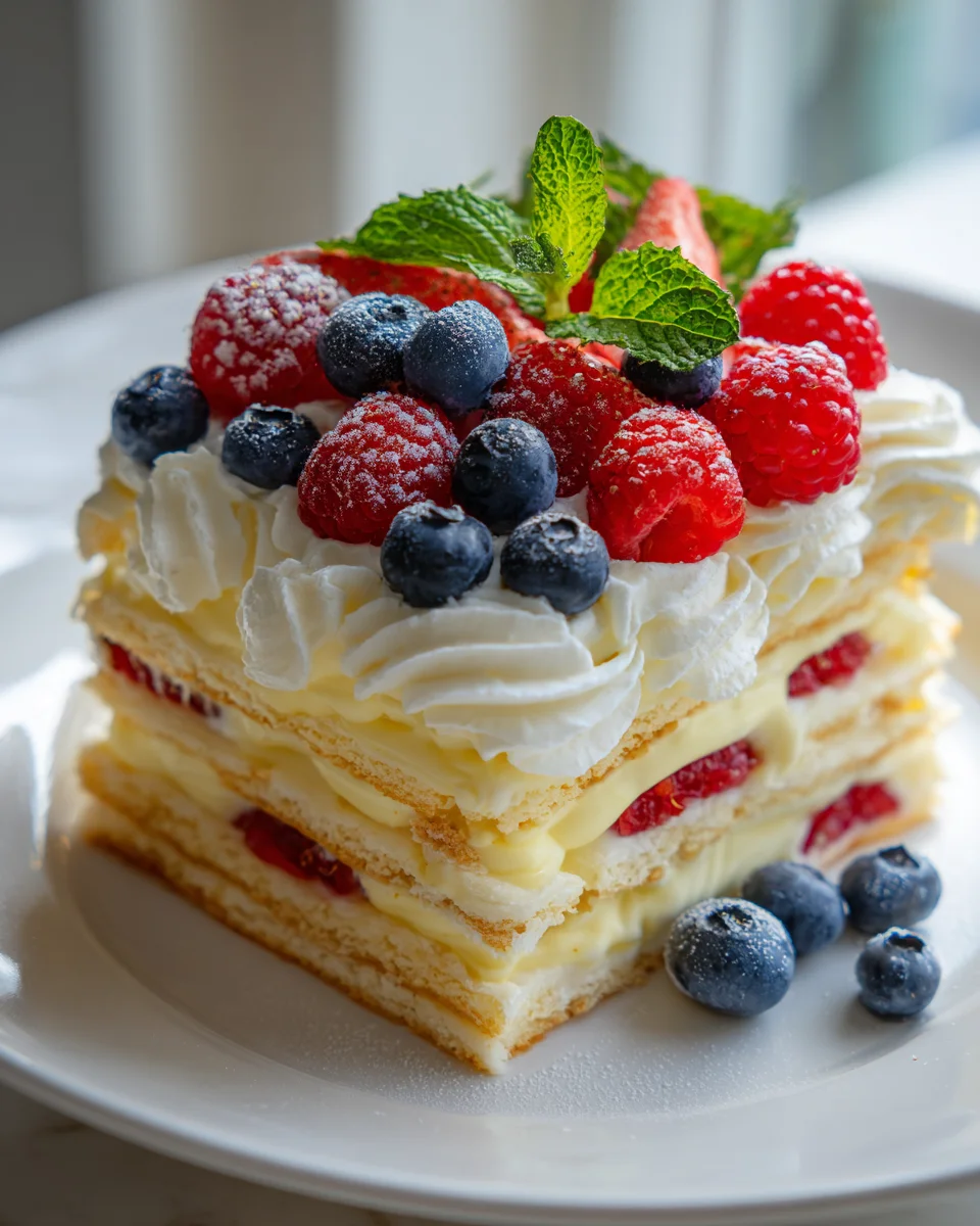 Lemon Berry Icebox Cake with Whipped Cream & Soft Cookies Recipe