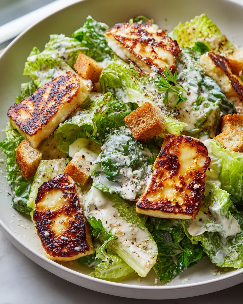 Grilled Halloumi Caesar Salad Delight